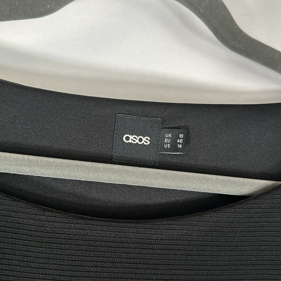 ASOS Black Hip & Thigh Cutout Ribbed Dress Size 14 - Picture 8 of 12